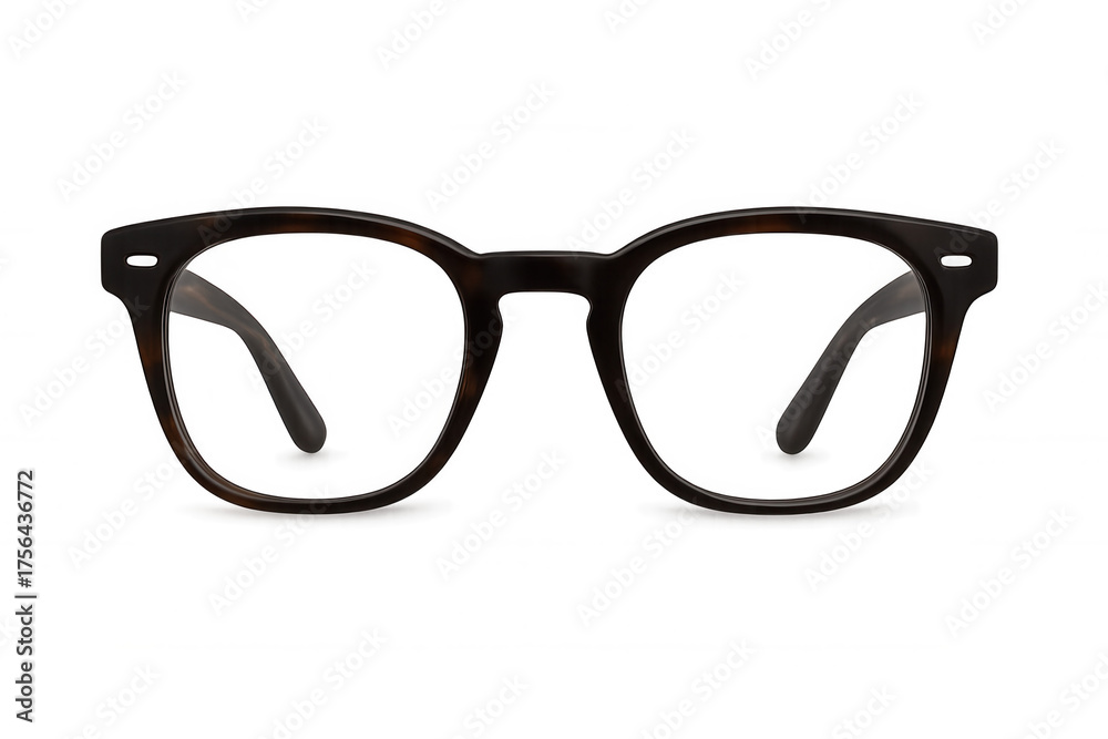 Fototapeta premium Eyeglasses with tortoiseshell frame presenting a classic design, vision correction accessory on transparent background