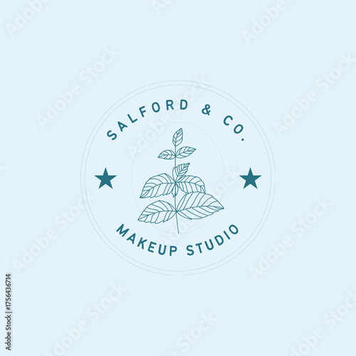 Elegant logo design for a makeup studio with a botanical illustration and a fresh, modern feel perfect for branding and visual identity projects