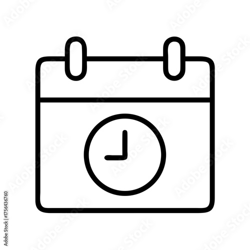 Vector art of calendar icon with clock face, representing time and scheduling