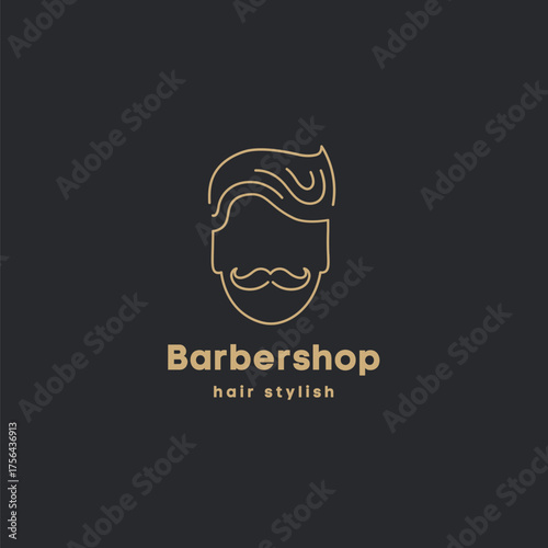 Sleek barbershop logo design with modern style and gold accents on dark background offers a chic and stylish brand identity for your business