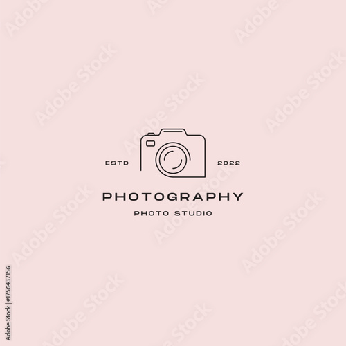 Elegant photography logo design for branding your photo studio, a minimalist camera icon perfect for a modern photographer's business card or website