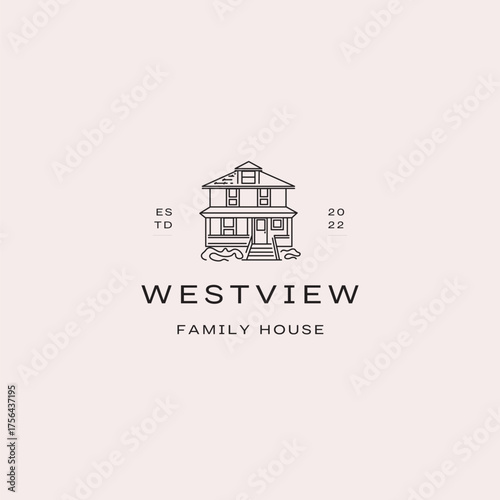 Elegant minimalist family house logo design for real estate businesses, ideal for branding and marketing materials that seek a modern and sophisticated look