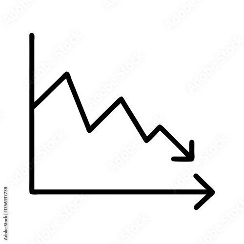 Vector art of line graph showing a downward trend illustrates concepts like decline, loss, or negative performance in business, finance, or other fields symbolizes economic downturn