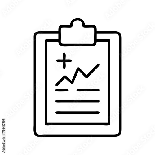 Vector art of clipboard with medical report healthcare and medicine concept medical chart with plus sign and graph medical history document vector illustration
