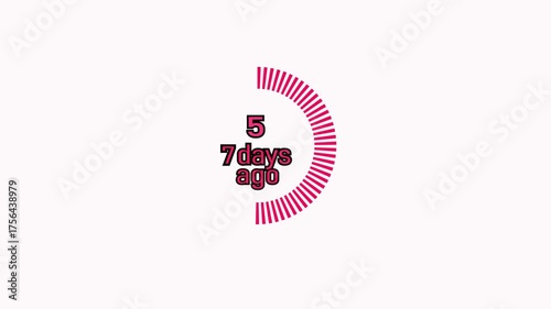 7 days to go, icon, stile, timer, countdown, Count time display with numbers. illustration , business,delivery and sale,promotion clock red color signs business concept isolated on white background