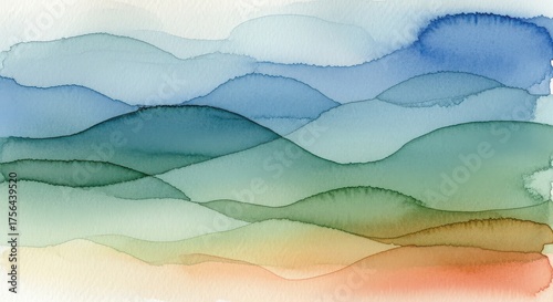Watercolor waves in shades of blue and green