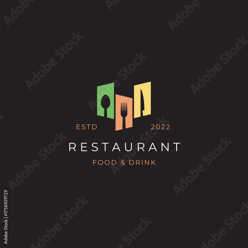 Modern restaurant logo design with vibrant colors to elevate your brand identity and create an inviting atmosphere for diners, perfect for menus and advertising