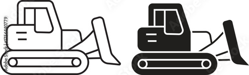 Excavator or bulldozer glyph icon set, representing industrial equipment and labor tools, isolated on transparent background. Heavy machinery and construction vehicle vector illustration design.