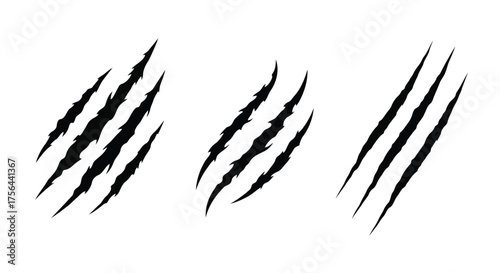 Vector illustration of three sets of claw marks or scratch marks