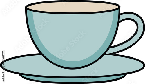 Tea cup with saucer vector isolated on transparent background