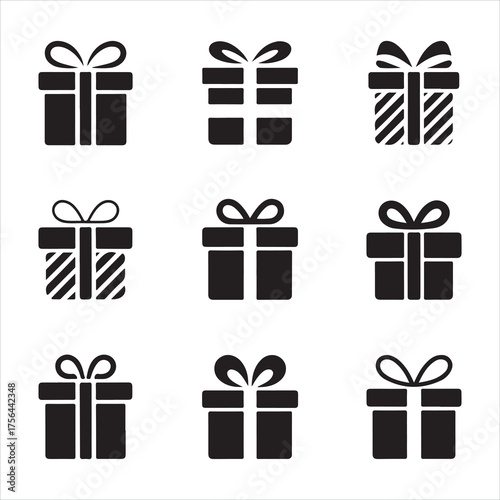 Set of colorful gift boxes with ribbons and bows vector illustration