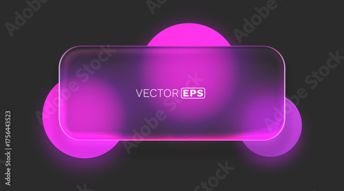 Modern Neon Glow Frame with Blurred Circles on Dark Background. A stylish abstract design element.