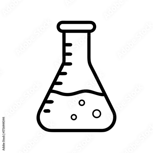 Laboratory Erlenmeyer flask with liquid and bubbles icon  