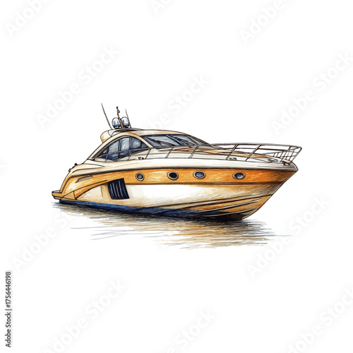 motorboat hand drawn illustration