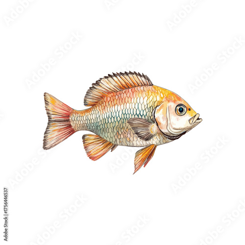 nile tilapia hand drawn illustration