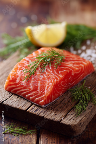Fillet on Cutting Board with Dill Sprigs