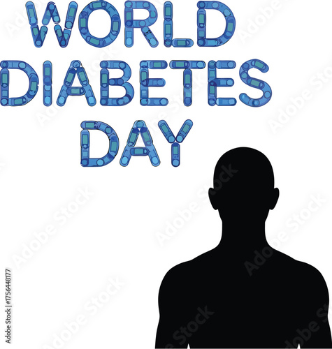 Silhouette of a person for world diabetes day promoting awareness and prevention of diabetes