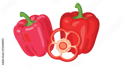Vibrant red bell peppers showcasing their fresh and healthy appearance for culinary use.