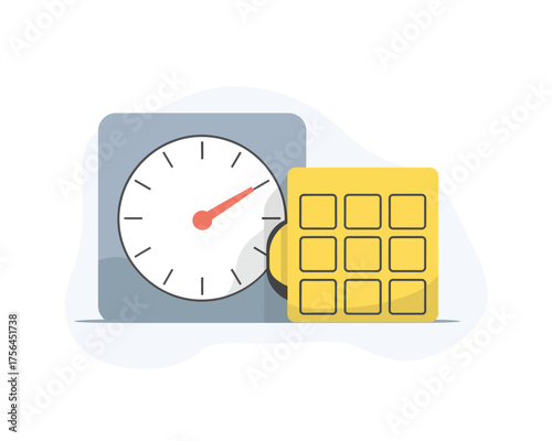 Clock and calendar icons representing time management and scheduling