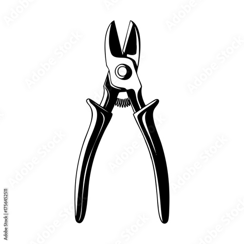 Black and White Line Art Illustration of Nippers