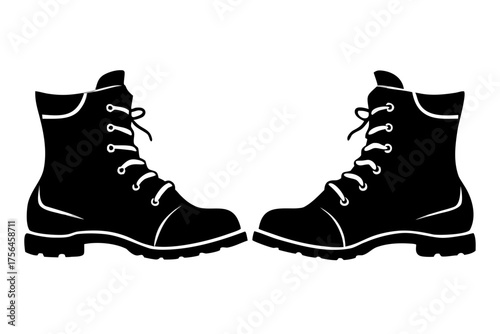 Combat Boot silhouette vector, Soldier Army Combat Boots  black symbol
