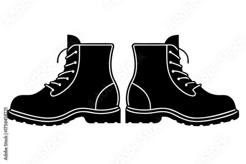 Combat Boot silhouette vector, Soldier Army Combat Boots  black symbol
