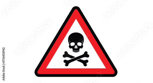 Vector illustration of warning sign with skull and crossbones symbol
