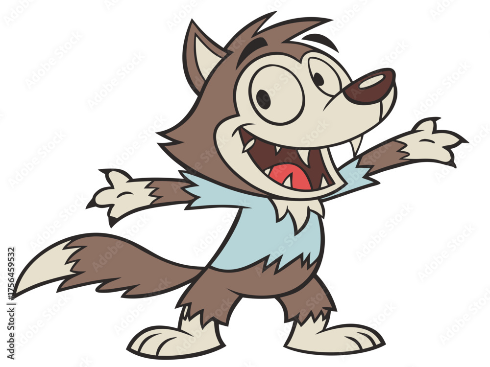 Fototapeta premium adorable friendly cartoon werewolf character isolated on white background.