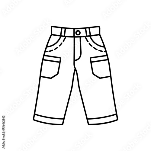 Outline of cropped pants item on transparent background