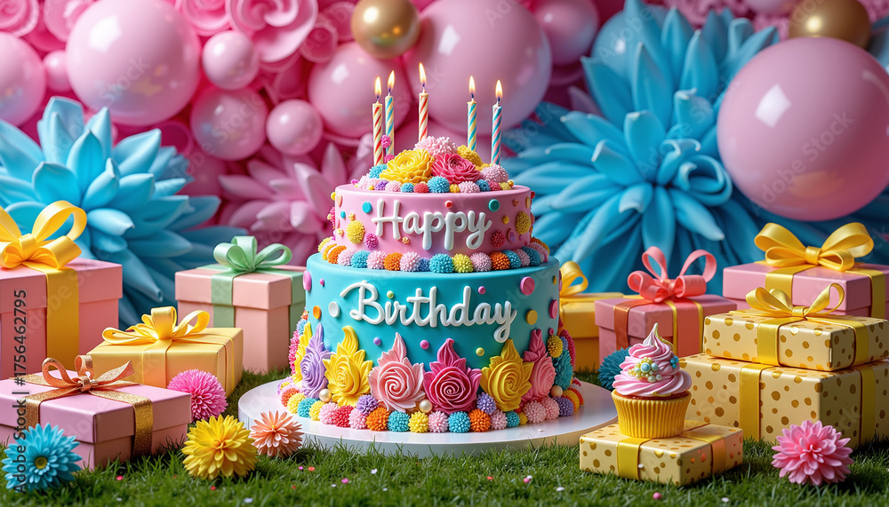 Fototapeta premium Abstract digital artwork with vibrant colors and modern design elements