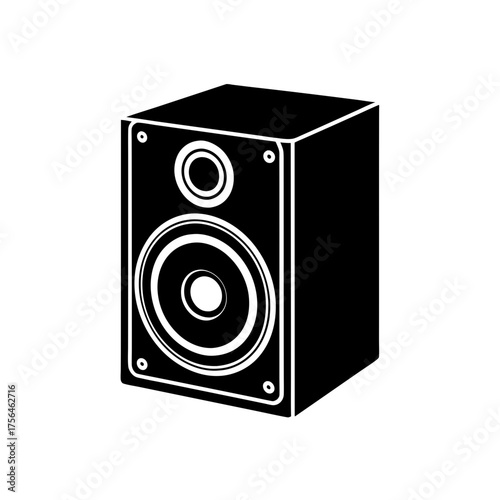 Isolated black speaker woofer graphic vector illustration clean design scalable audio equipment