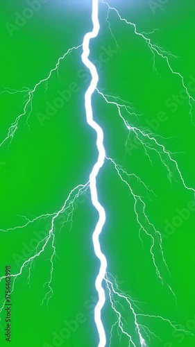 Rapid Succession Lightning Strikes with strike green screen background distortion, overlay, glitch, static noise, scan lines on black background, 4k animated video loop