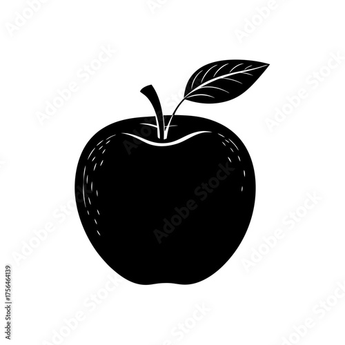 Glossy red apple with green leaf vector illustration scalable fruit graphic