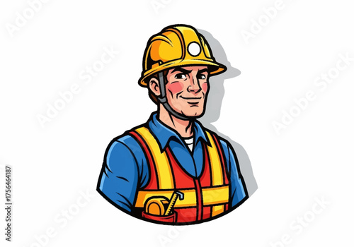 Skilled construction worker wearing a hard hat and safety vest ready for work.