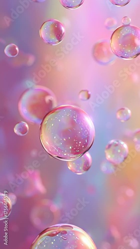 Bubbles float gracefully in soft pastel colors creating a serene and magical atmosphere