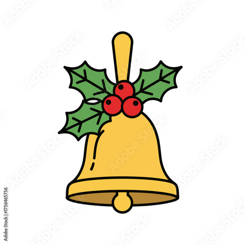Golden Bell and Holly Leaf Icon