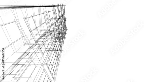 Sketch of a building 3d illustration
