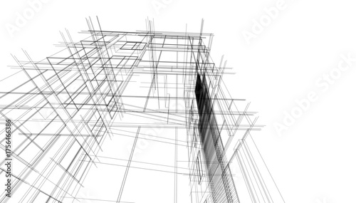 Sketch of a building 3d illustration