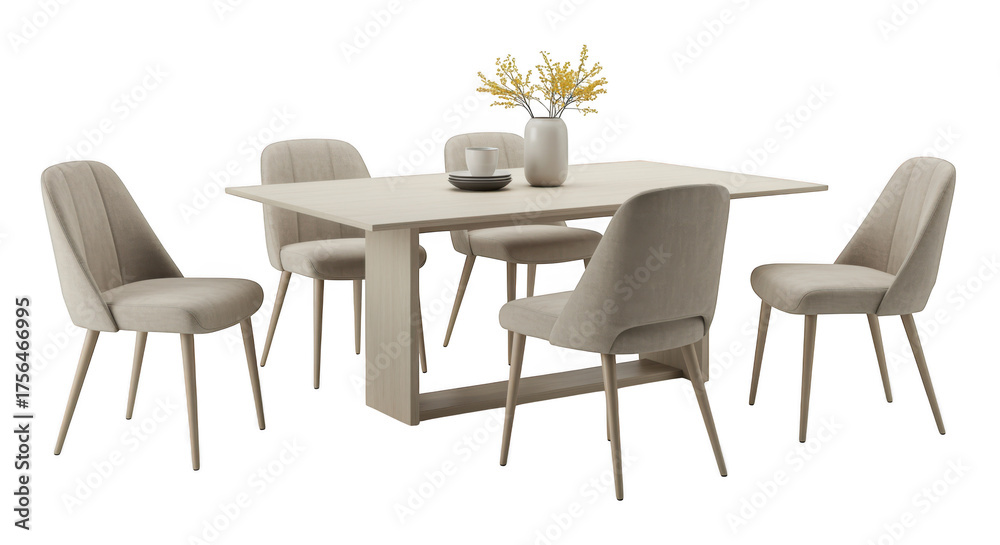 Fototapeta premium Modern dining table and chairs set isolated on transparent background