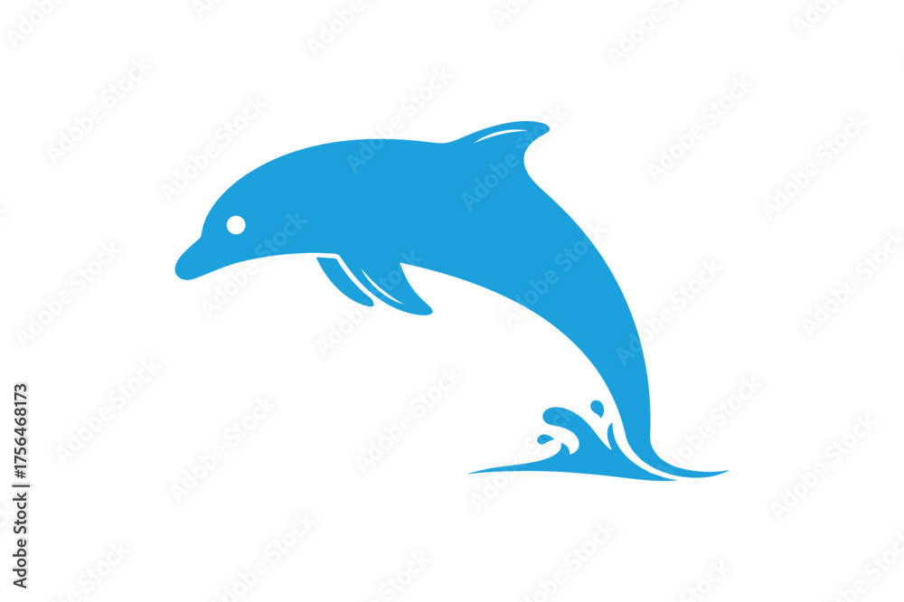 Obraz premium Bold line art dolphin leaping from water single tone illustration