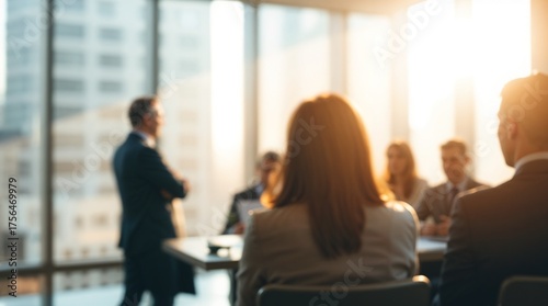 business people conference group meeting on city office building in background showing partnership success of business deal