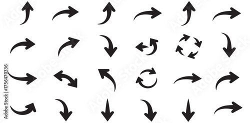 Diverse Black Arrows Arrows Collection Vector Graphics Navigation Signs Wayfinding Elements Directional Icons Design