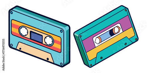 Retro cassette tape illustration isolated on transparent background