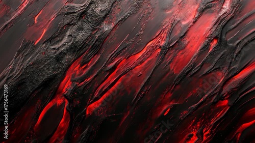 Melting lava flowing smoothly over rocks in dynamic motion
