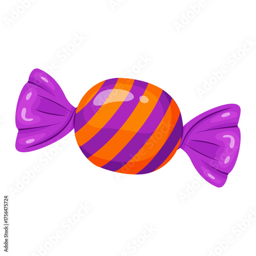 Candy in bright wrapping. flat vector style. festive decorative candy. Halloween, any celebration or holiday. Cute and sweet. Ideal for packaging, greeting cards, posters, stickers, decorations.
