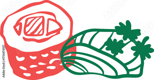 Cute sushi character Japanese cuisine	
