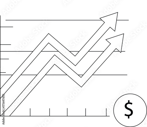 Upward trending arrows on a financial graph
