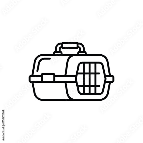 Portable Pet Carrier Outline Icon Vector Illustration Travel Crate Kennel Shelter Boxed Design