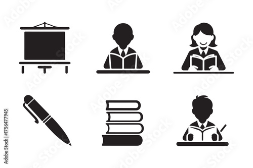 Education and learning icons set