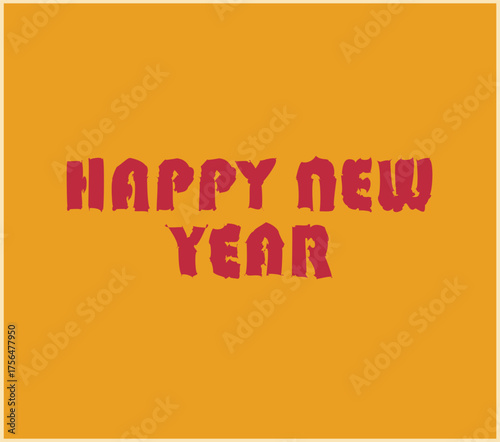 Festive happy new year celebration design with colorful elements and bold typography